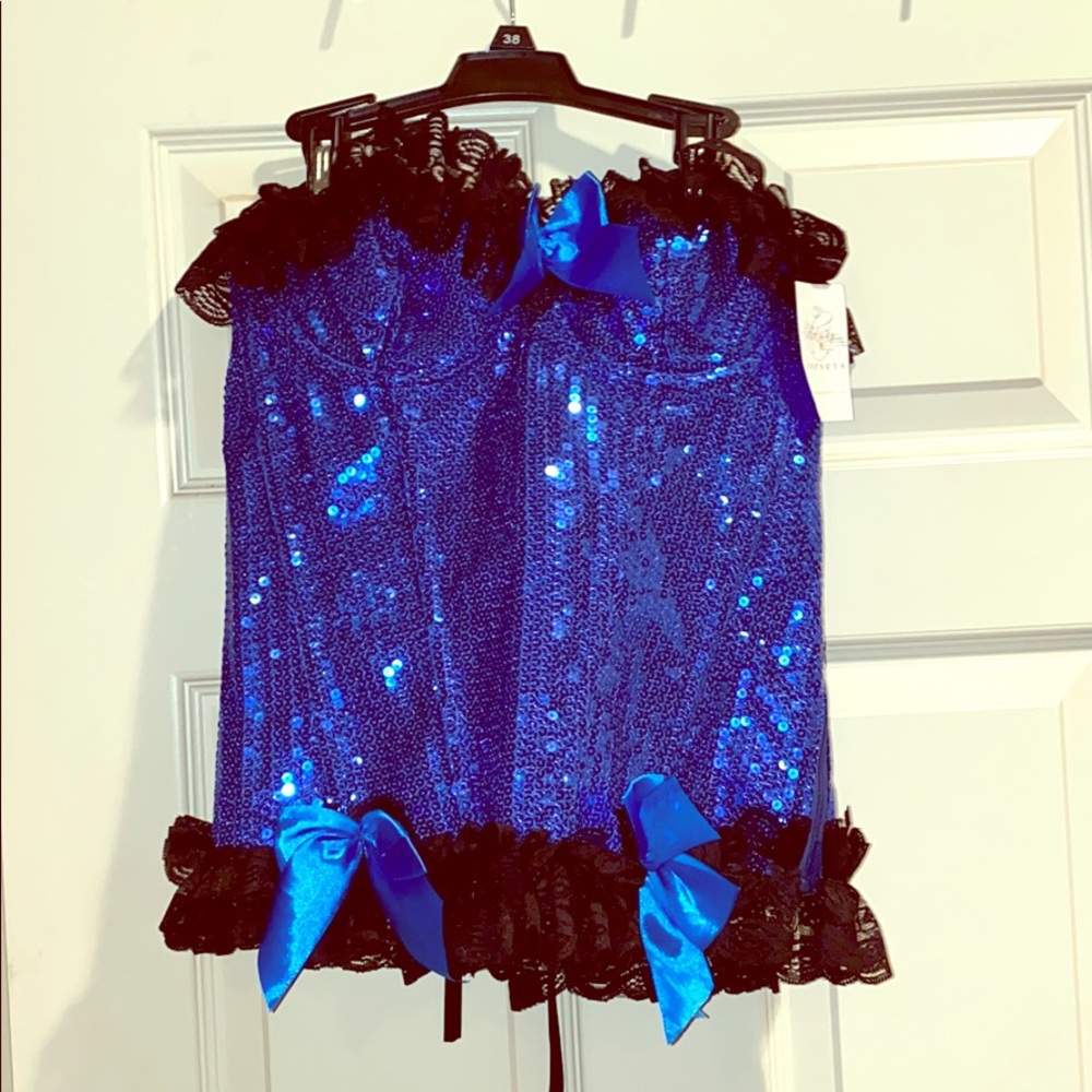 Blue Sequined Daisy Corset